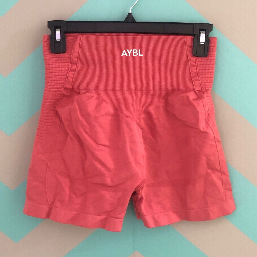 AYBL workout shorts size L high waist rise gym PINK N087